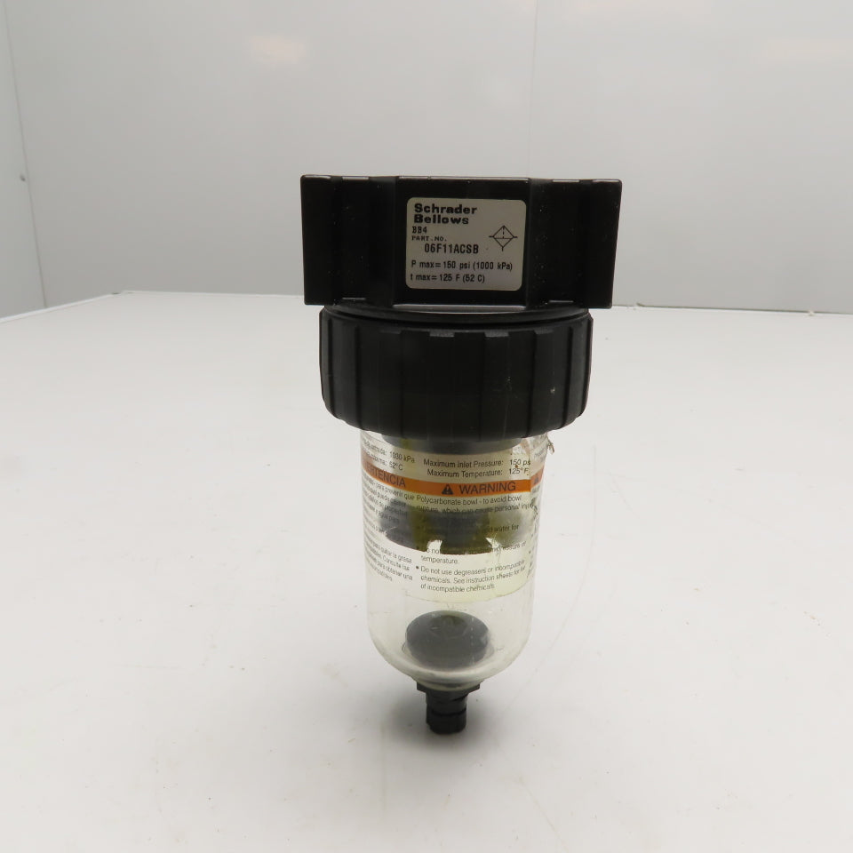 Schrader Bellows 06F11ACSB Air Line Filter 1/4" NPT 150psi 125F Max