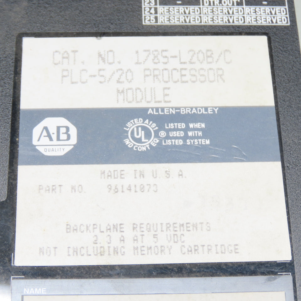 Allen-Bradley 1785-L20B/C PLC-5/20 Processor Module FW. Rev. B