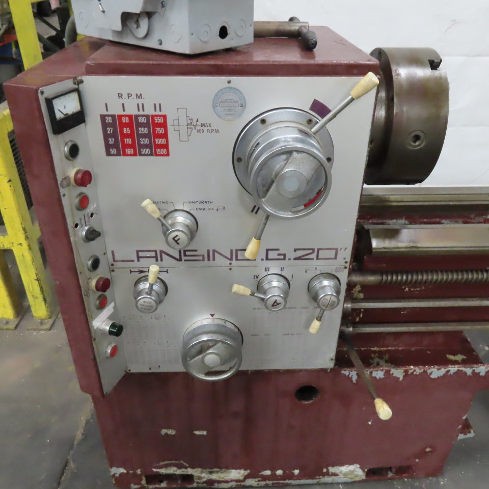 Lansing G20 20" Swing x 10' BC Engine Lathe 20-1500RPM 12' Scroll Chuck