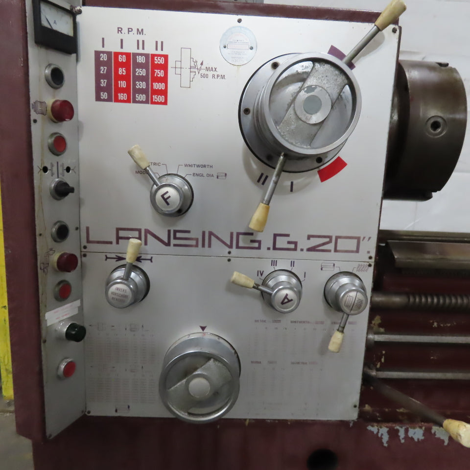 Lansing G20 20" Swing x 10' BC Engine Lathe 20-1500RPM 12' Scroll Chuck