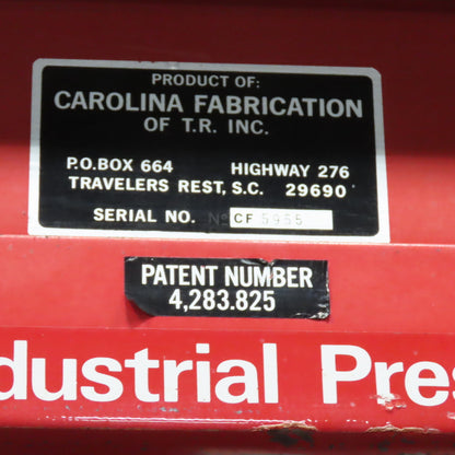 Carolina Fabrication 31" x 11-1/2" Bed Hydraulic Manual Modified Hydraulic Press