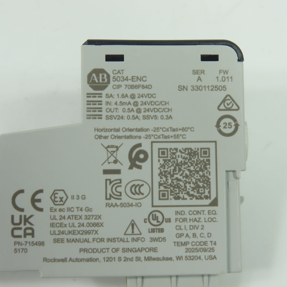 Allen-Bradley 5034-ENC HSC/SSI Encoder 1 Channel Module 24VDC Ser A FW 1.011 NEW