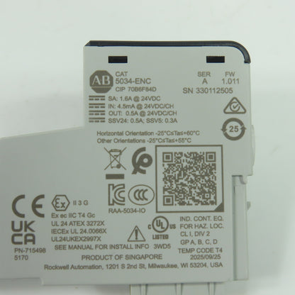 Allen-Bradley 5034-ENC HSC/SSI Encoder 1 Channel Module 24VDC Ser A FW 1.011 NEW