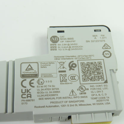 Allen-Bradley 5034-IB8S Safety Digital 8-Input Module 24VDC Ser A FW 1.011 NEW