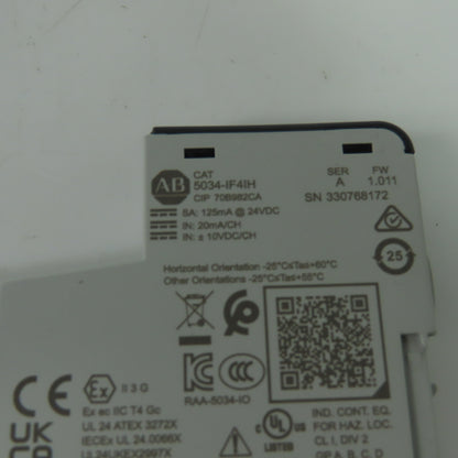 Allen-Bradley 5034-IF4IH Analog 4 Input Isolated HART Module 24VDC Ser A FW1.011