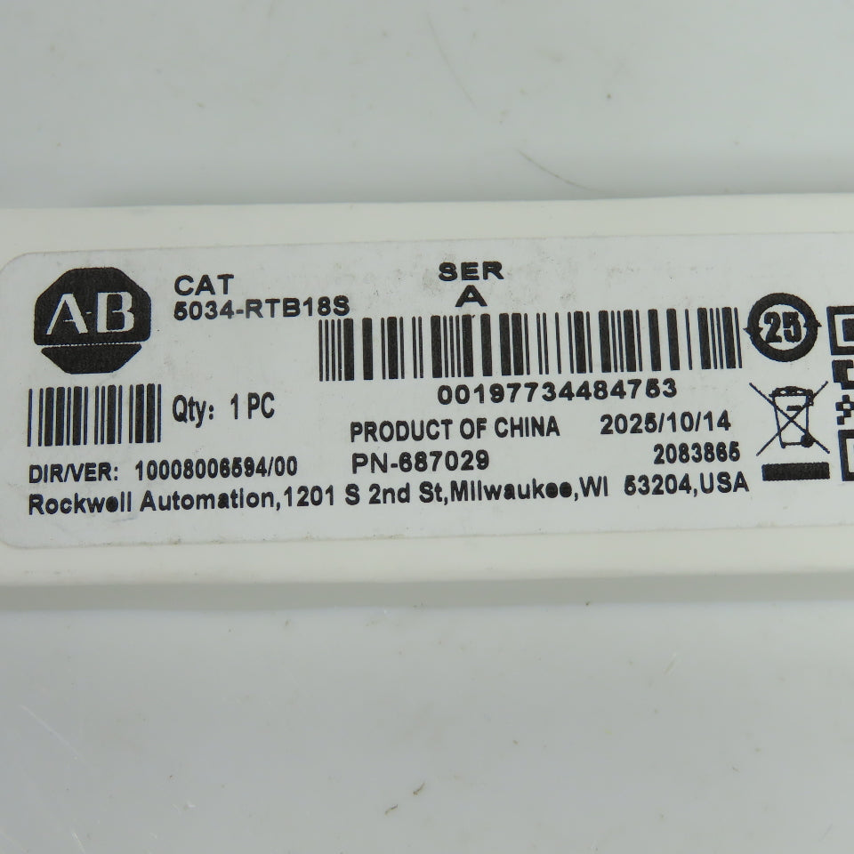 Allen-Bradley 5034-RTB18S 18-Point Screw Terminal Block Ser A NEW FACTORY SEAL