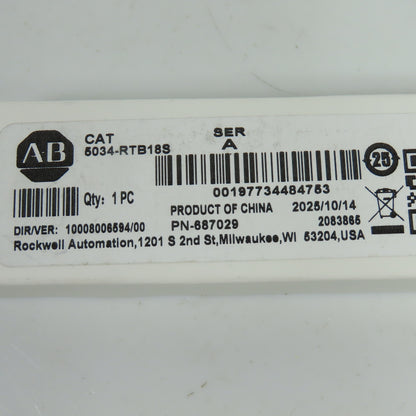 Allen-Bradley 5034-RTB18S 18-Point Screw Terminal Block Ser A NEW FACTORY SEAL