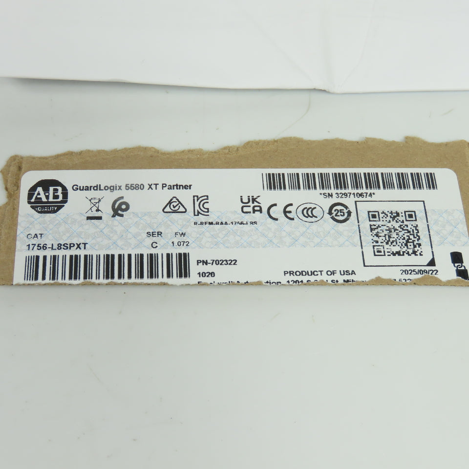 Allen-Bradley 1756-L8SPXT GuardLogix 5580 XT Partner Processor Ser C FW 1.072