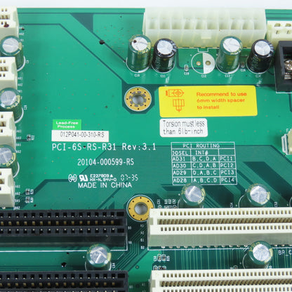 IEI PCI-6S-RS-R31 Rev 3.1 7-Slot PICMG Bus Passive Backplane;