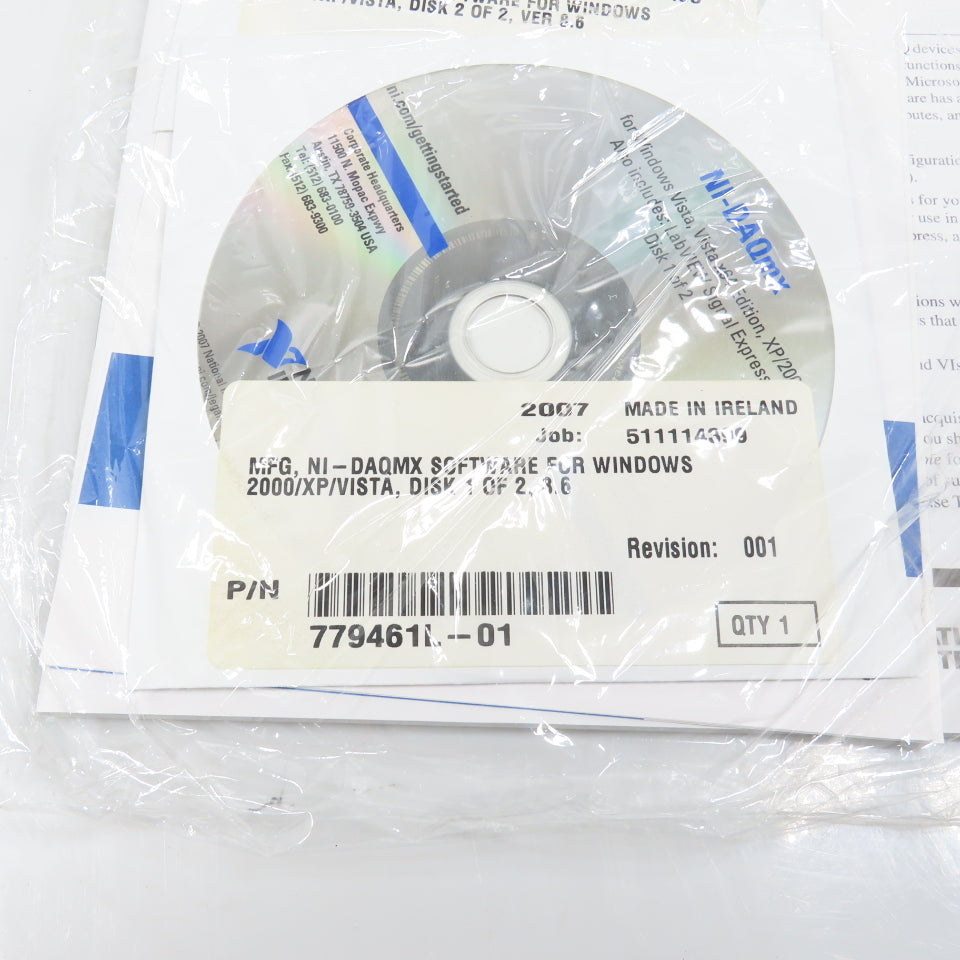 National Instruments 779461L-01 779461L-02 NI-DAQMX Software Ver 8.6 Disk 1 & 2