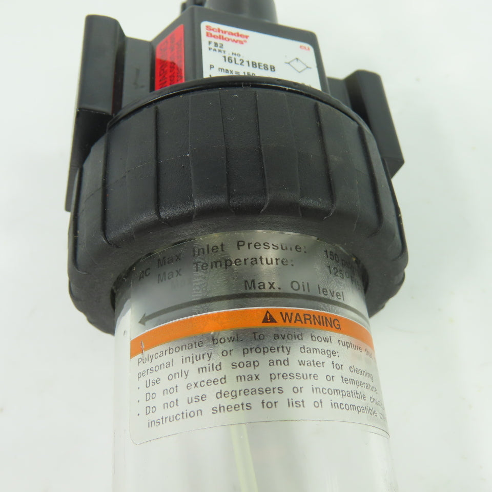 Schrader Bellows 16L21BESB Air Line Lubricator 150 psi Max 125 F Max 3/8" NPT