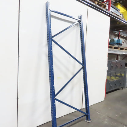 Mecalux 42" x 108" Tall Tear Drop Pallet Racking Upright Blue Used