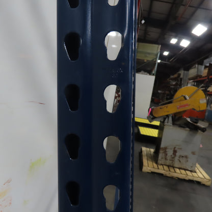 Mecalux 42" x 108" Tall Tear Drop Pallet Racking Upright Blue Used