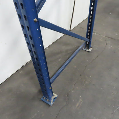 Mecalux 42" x 108" Tall Tear Drop Pallet Racking Upright Blue Used