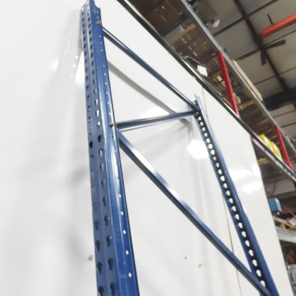 Mecalux 42" x 108" Tall Tear Drop Pallet Racking Upright Blue Used