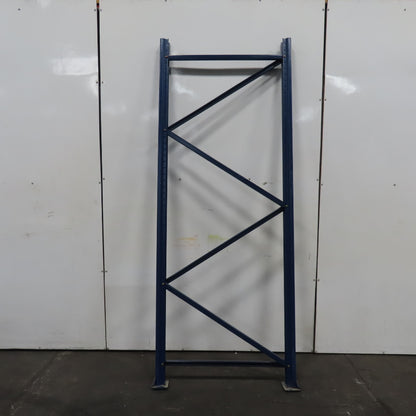 Mecalux 42" x 108" Tall Tear Drop Pallet Racking Upright Blue Used