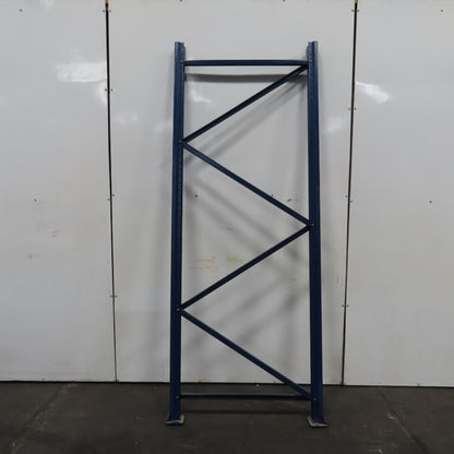 Mecalux 42" x 108" Tall Tear Drop Pallet Racking Upright Blue Used