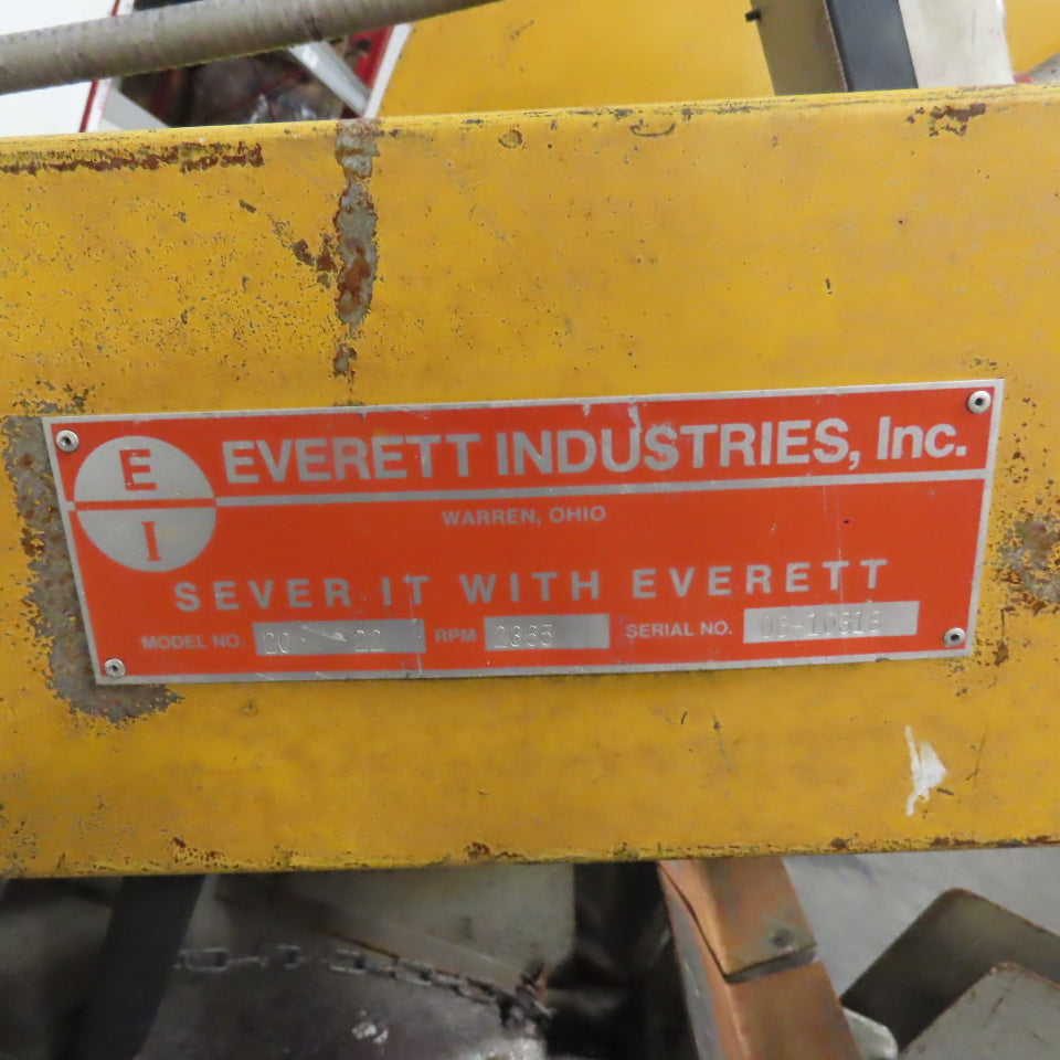 Everett Industries 20-22 10HP Abrasive Cut-Off Saw 230/460V 3Ph 3450RPM 20-22"