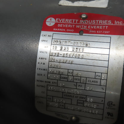 Everett Industries 20-22 10HP Abrasive Cut-Off Saw 230/460V 3Ph 3450RPM 20-22"