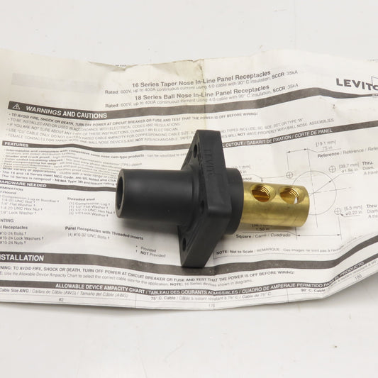 Leviton Series 16 600V 400A AC/DC Panel Mount Taper Nose Inline Receptacle