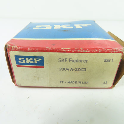 SKF 3304 A-2Z/C3 Double Row Angular Contact Ball Bearing 52mm OD x 20mm Bore