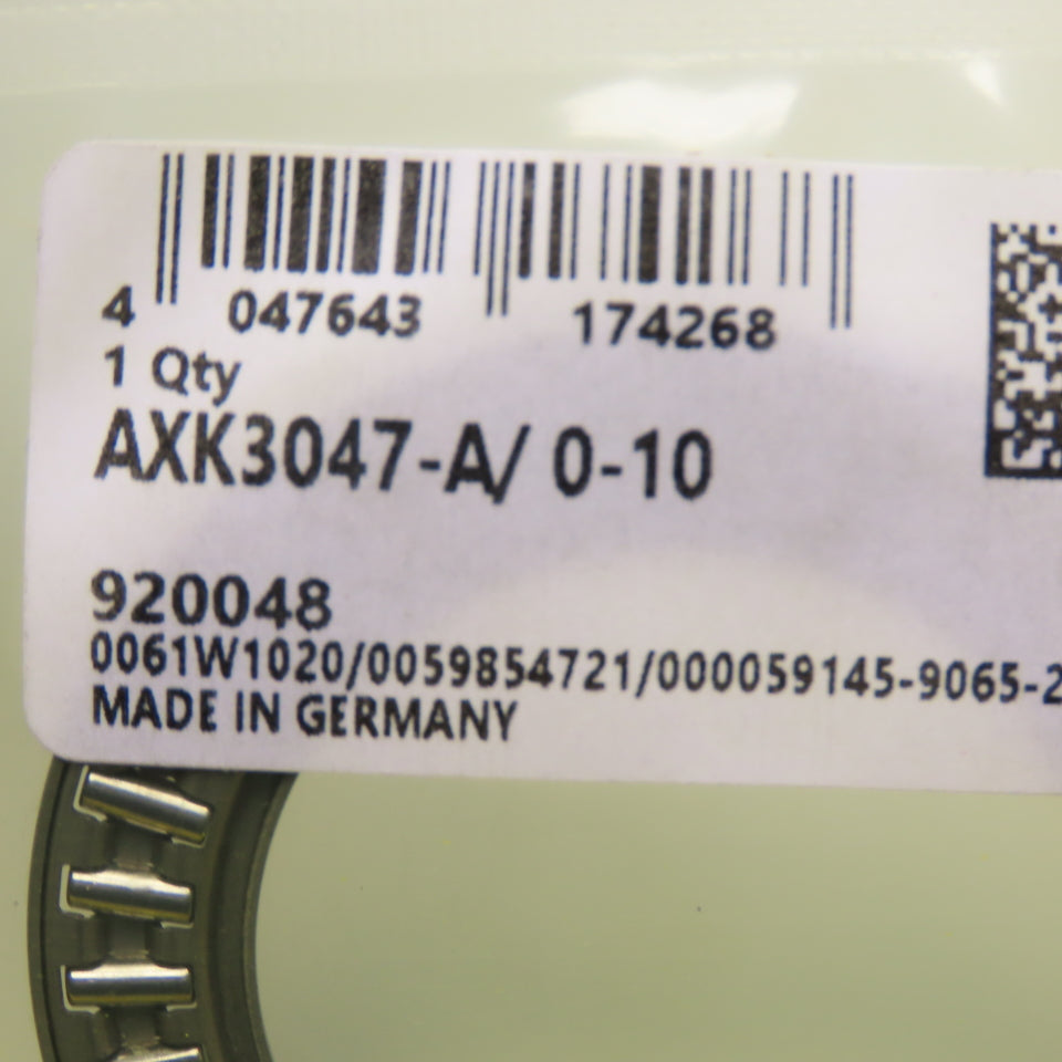 INA AXK3047-A/ 0-10 Axial Needle Roller and Cage Assembly