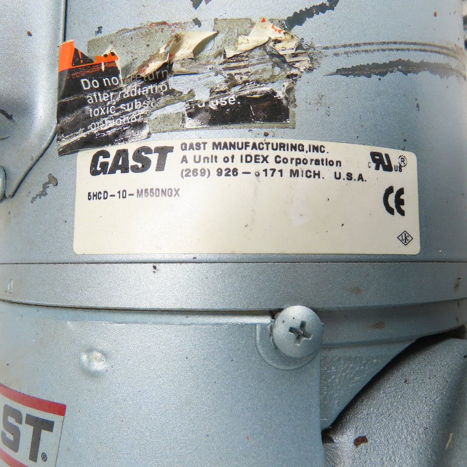 Gast 5HCD-10-M550NGX 3/4HP Piston Air Compressor 115/208-230V 1Ph 1725RPM Tested