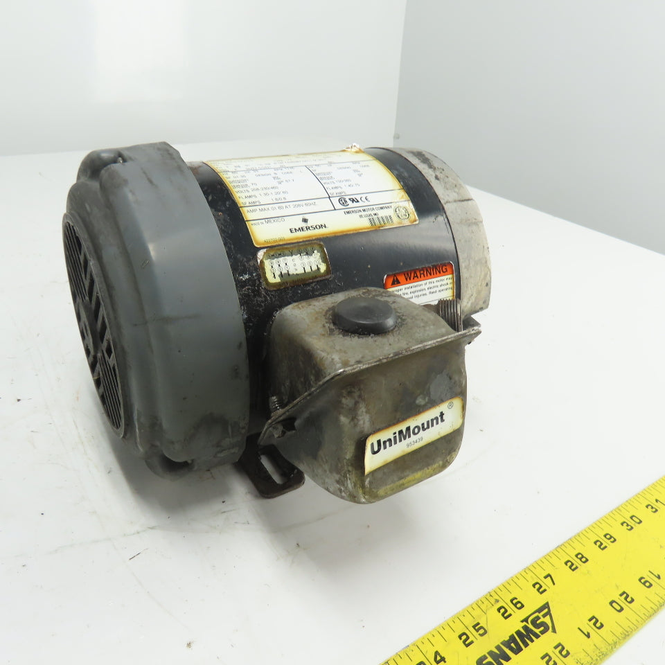 Emerson U13S2AC 1/3HP Electric Motor 208-230/460V 3Ph 1745RPM 56C Frame Tested