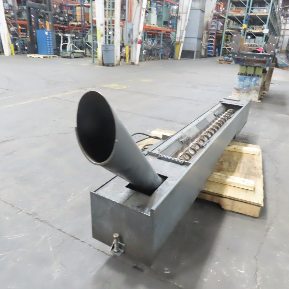 Chip Conveyor Trash 4" OD Screw Auger Trough 220/380V 3Ph 7FPM 72" x 12" Intake