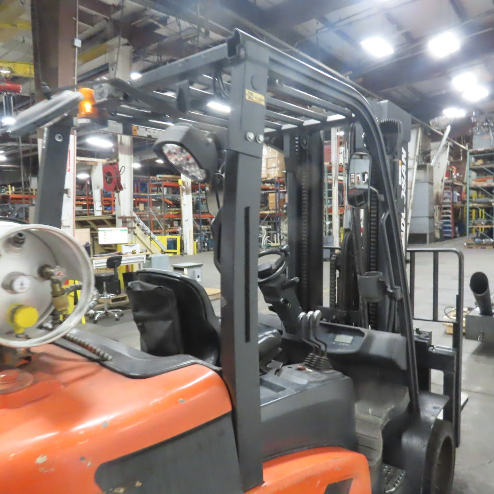Doosan GC45S-9 8500lb Cap LP Forklift 185" Lift 2-Stage Mast Side Shift 5225Hrs