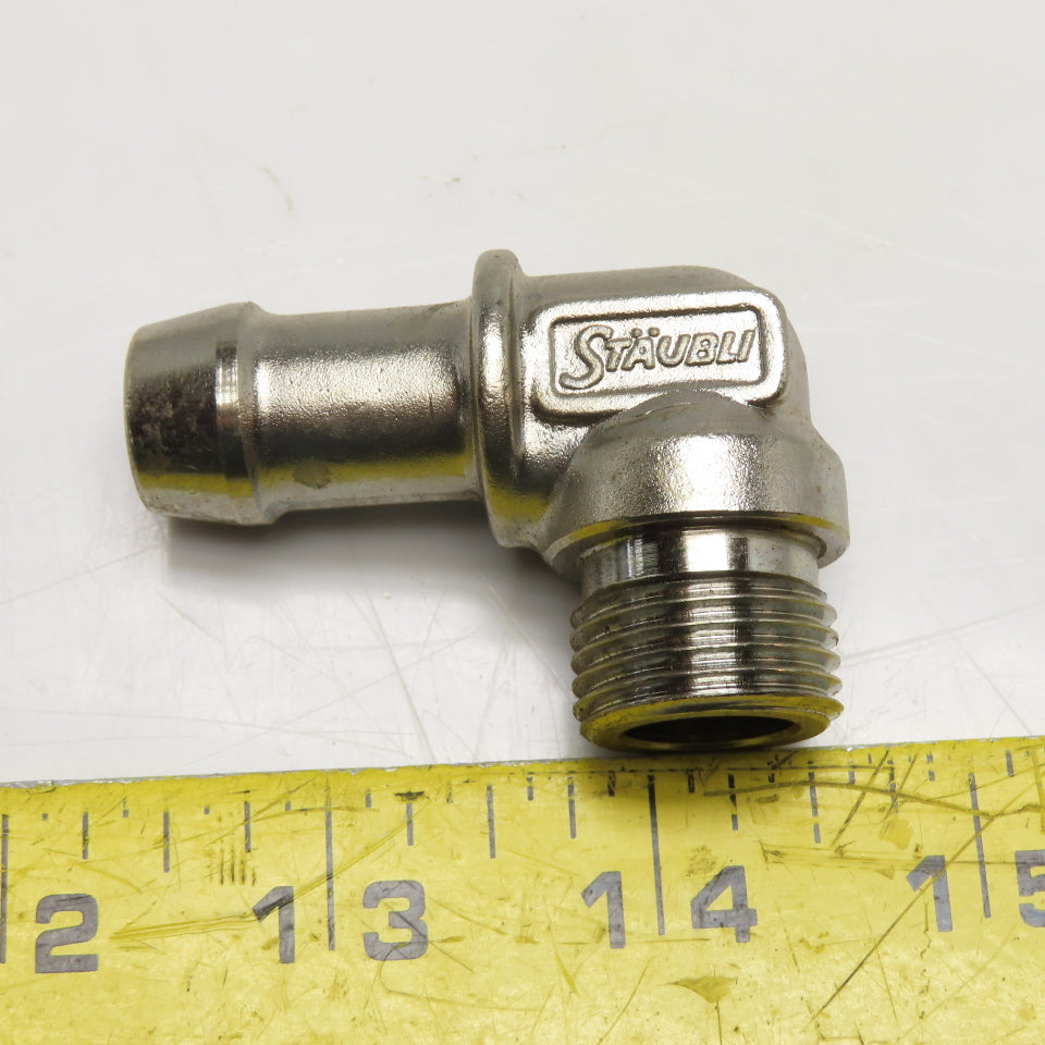 Staubli G3/8 Male x 5/8" ID Hose Stainless Steel Full Flow Elbow 90°