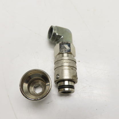 Staubli 3/8" NPT Quick Connect Full Flow Stainless Steel Elbow & Male Socket 2pc