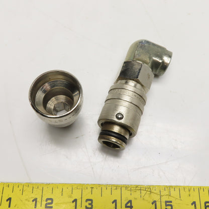 Staubli 3/8" NPT Quick Connect Full Flow Stainless Steel Elbow & Male Socket 2pc