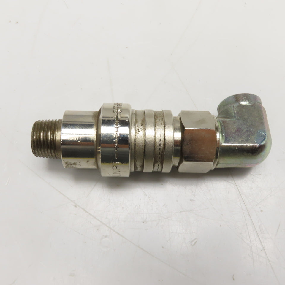 Staubli 3/8" NPT Quick Connect Full Flow Stainless Steel Elbow & Male Socket 2pc