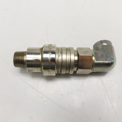 Staubli 3/8" NPT Quick Connect Full Flow Stainless Steel Elbow & Male Socket 2pc
