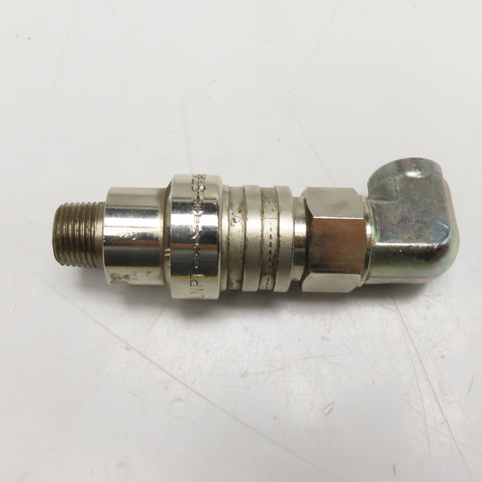 Staubli 3/8" NPT Quick Connect Full Flow Stainless Steel Elbow & Male Socket 2pc