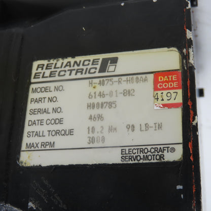 Reliance Electric H-4075-R-H00AA 3.5HP Brushless Servo Motor 3000RPM 90 LB-IN