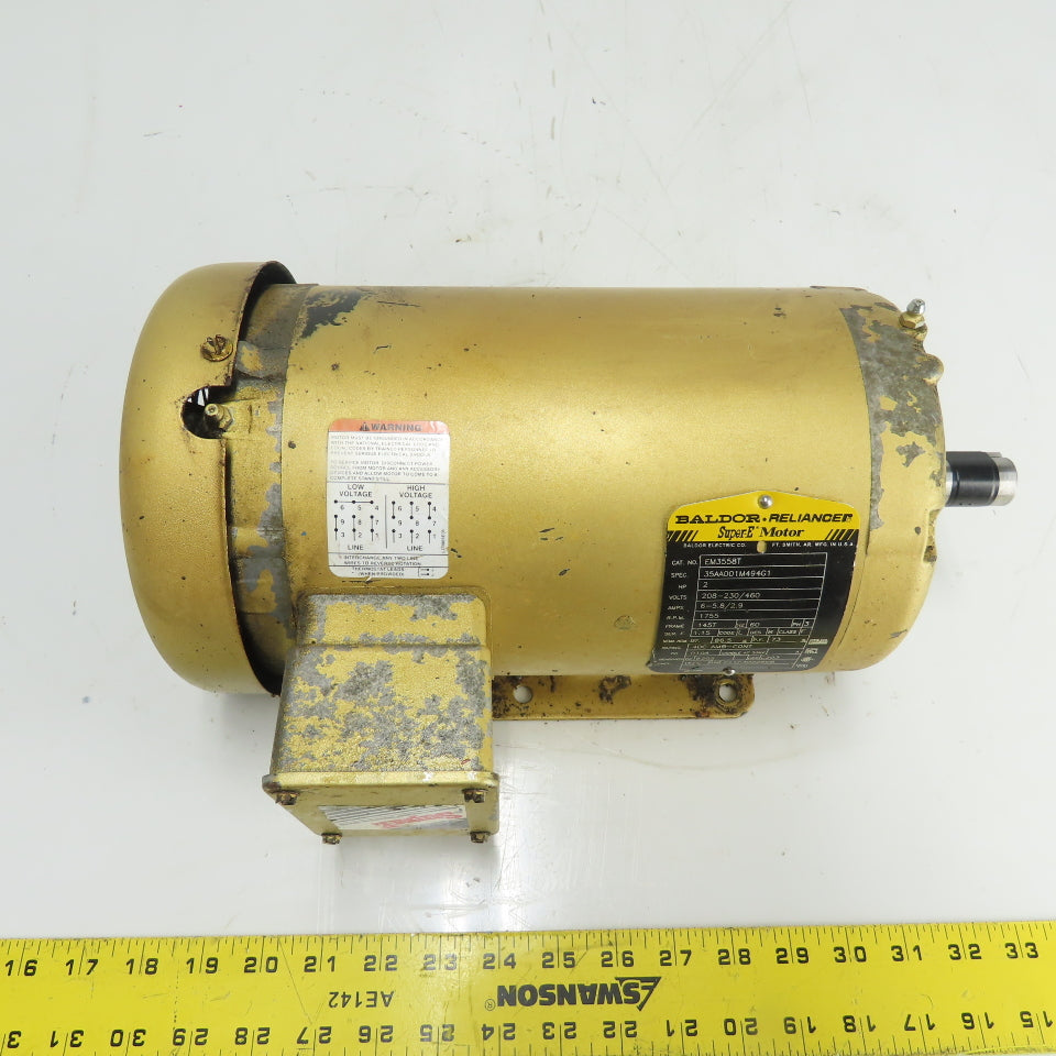 Baldor-Reliance EM3558T 2HP AC Electric Motor 3Ph 208-230/460V 1755RPM 145T