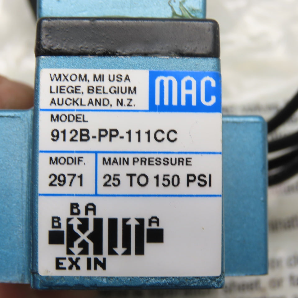MAC PPE-111CCAA 912B-PP-111CC Solenoid Valve 120/110V 150 PSI 1/4" NPT