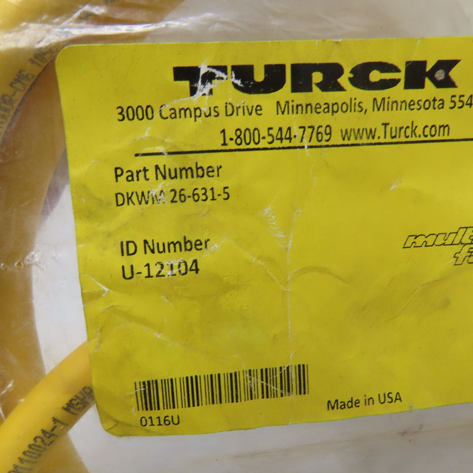Turck U-84198 DKWM 26-631-5 26-Pin Right Angle Female Connector Cable 5m