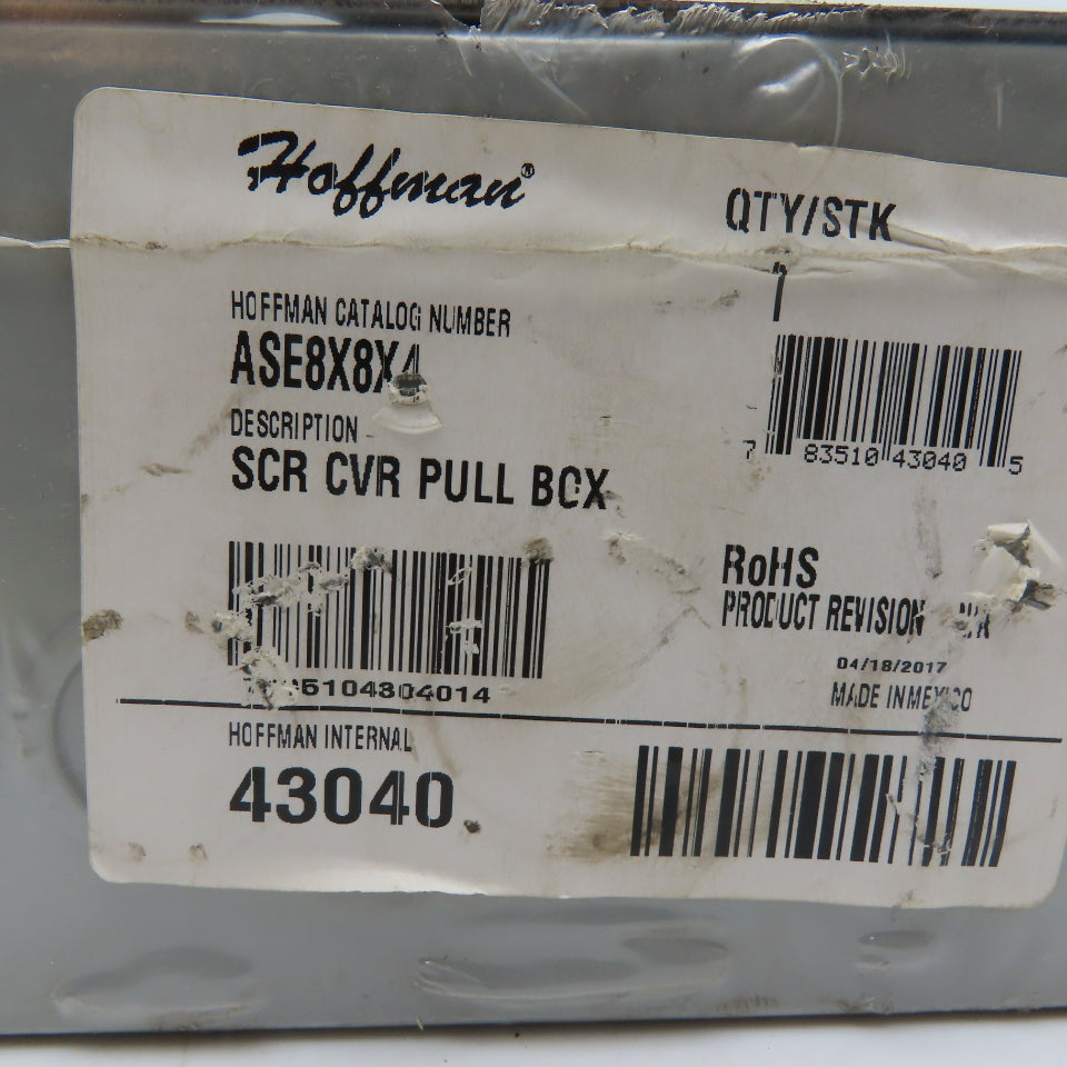 Hoffman ASE8X8X4 8x8x4 NEMA 1 Screw Cover Steel Pull Box