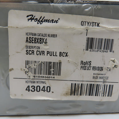 Hoffman ASE8X8X4 8x8x4 NEMA 1 Screw Cover Steel Pull Box