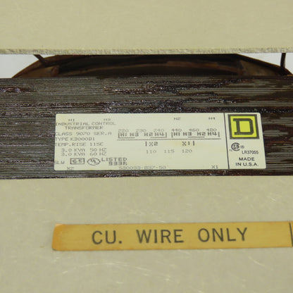 Square D K3000D1 3.0 KVA Industrial Control Transformer 240/480V to 120V