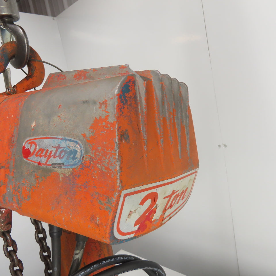 Dayton 3Z928 2 Ton 4000LB Electric Chain Hoist 15' Lift 230/460V 3Ph 8FPM