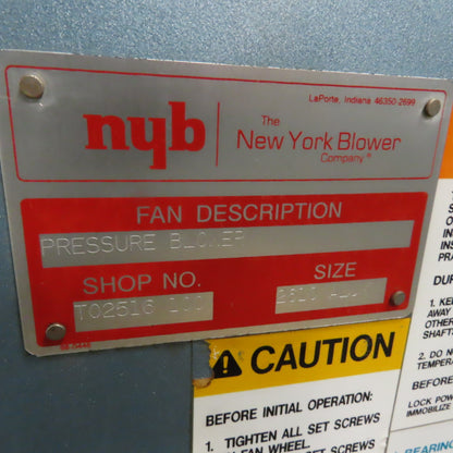 New York Blower Size 2610 ALUM 5HP High Pressure Blower 230/460V 3Ph 10" In/Out