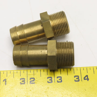 3/4" Male NPT Brass Hose Barb Brass Full Flow Fitting Lot Of 2