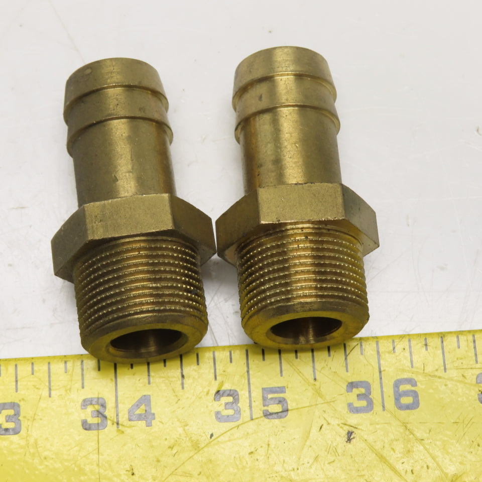 3/4" Male NPT Brass Hose Barb Brass Full Flow Fitting Lot Of 2