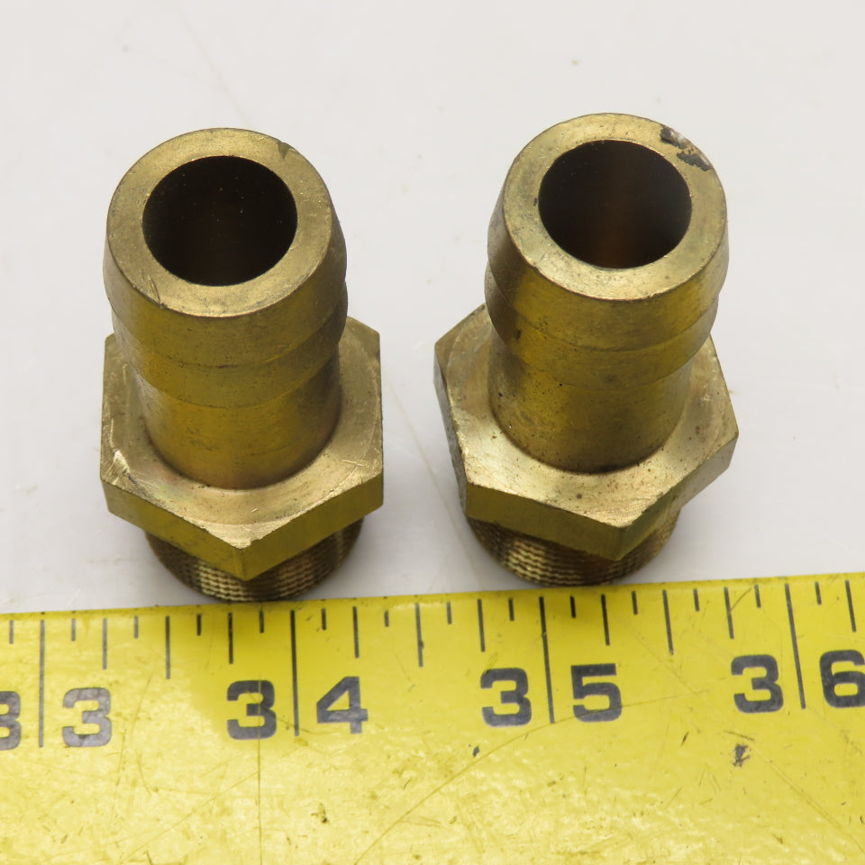 3/4" Male NPT Brass Hose Barb Brass Full Flow Fitting Lot Of 2