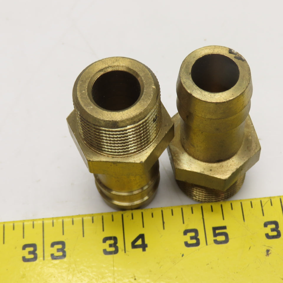 3/4" Male NPT Brass Hose Barb Brass Full Flow Fitting Lot Of 2