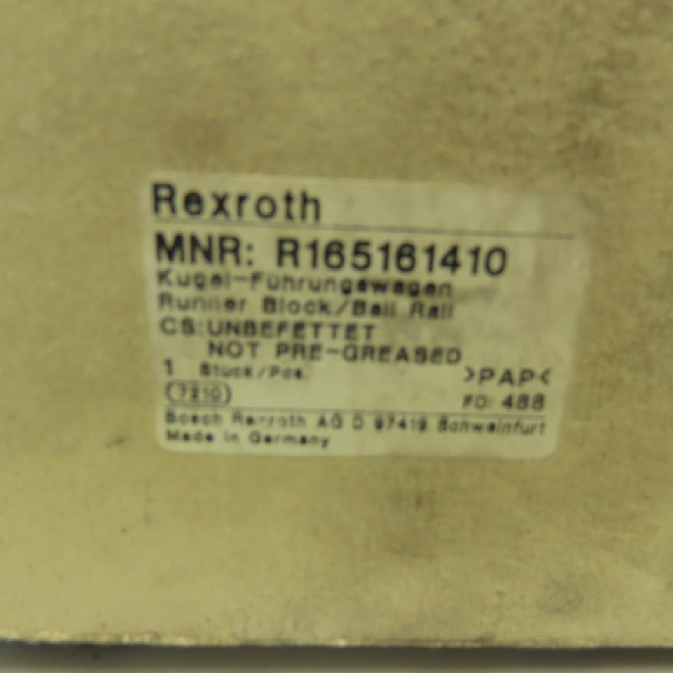 Rexroth R165161410 Runner Block Ball Rail NEW
